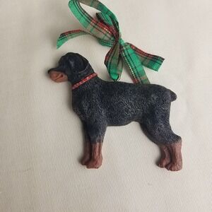 Dandy Dogs Kurt S Adler Rottweiler Dog Christmas Ornament Tartan Ribbon